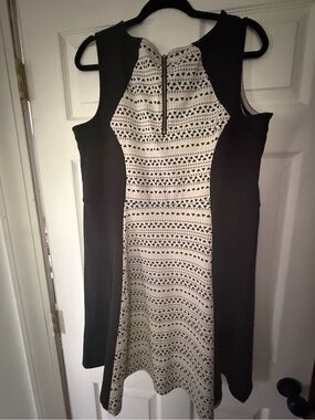 Maurices Black & White Patterned Fit-and-Flare Dress